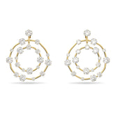 Constella Clip Earrings, Circular, White, Gold-tone Plated